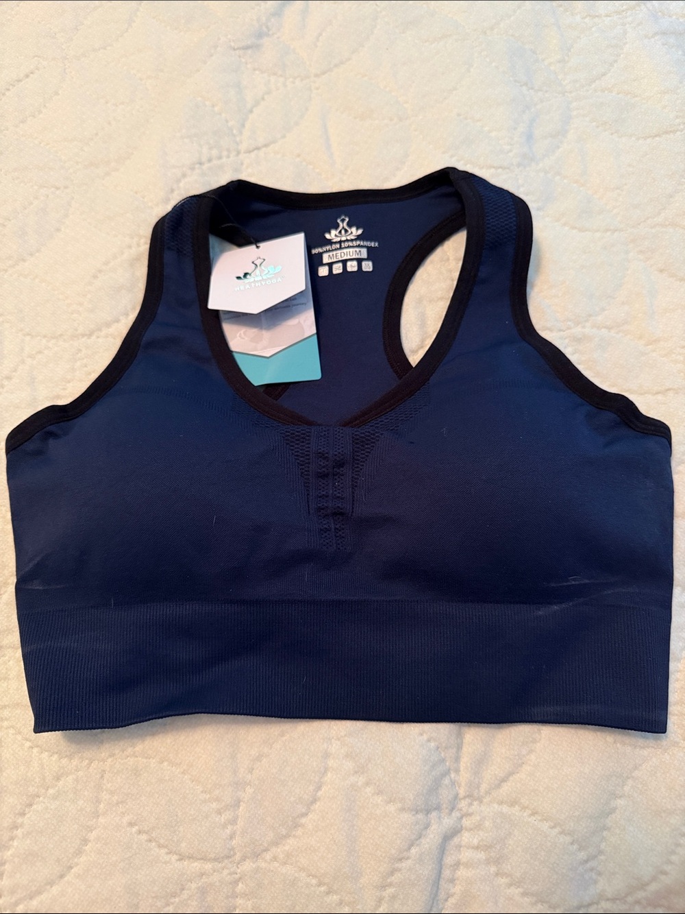 Medium Navy Racerback Sports Bra - Performance Support